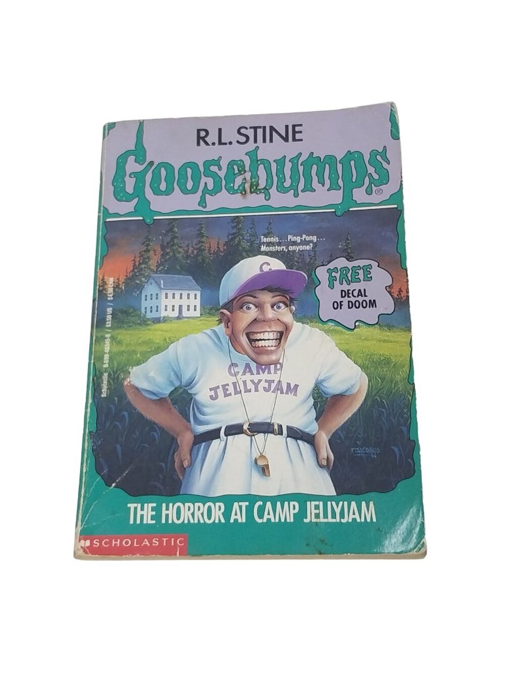 Goosebumps # 33 The Horror At Camp Jellyjam PB Book First Edition Decal of Doom